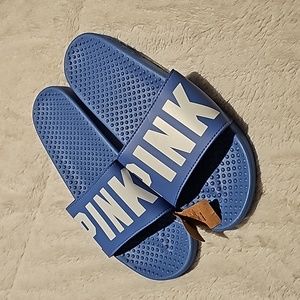 NWT VS PINK Blue Slide Sandals